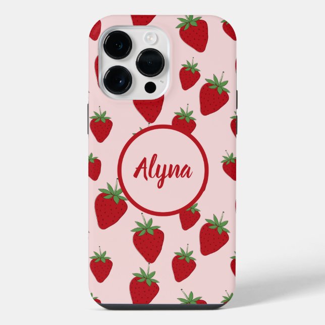 Cute Pink Strawberry  iPhone Case (Back)