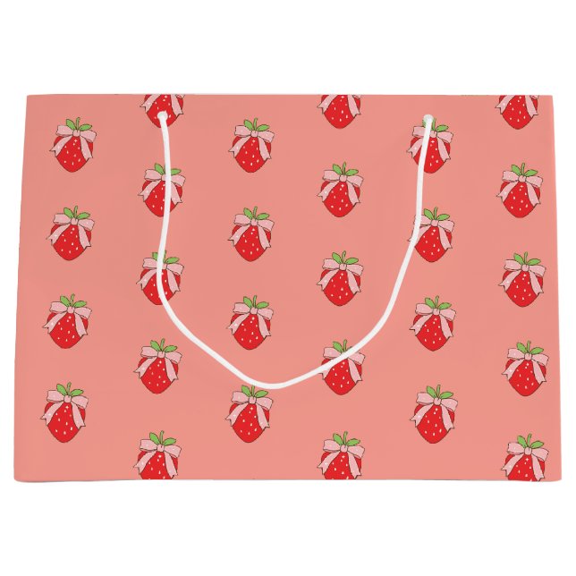 Cute Pink Strawberry  Large Gift Bag (Front)