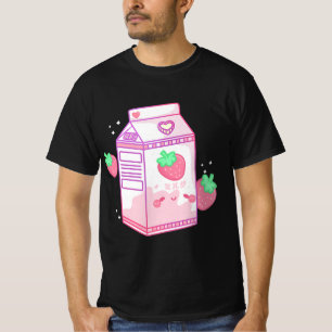 Cute Pink Strawberry Milk Japanese Kawaii Retro s T-Shirt