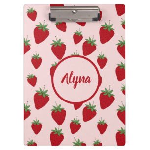 Cute Pink Strawberry Pattern Clipboard