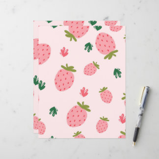Cute Pink Strawberry Pattern Scrapbook Paper