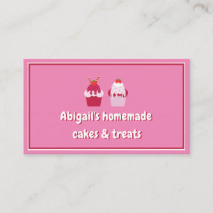 Cute Pink Strawberry Shortcakes, Catering / Bakery Business Card