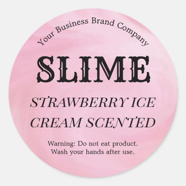 Cute Pink Strawberry Slime Fluff Product Label (Front)