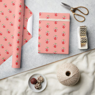 Cute Pink Strawberry Wrapping Paper