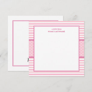 Cute Pink Striped Preppy Polka Dot I Thank You Card