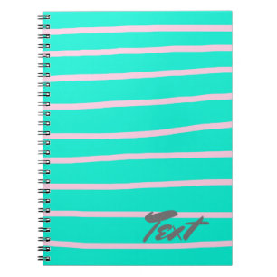 cute pink stripes pattern on a mint background notebook