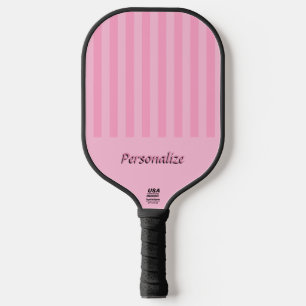 Cute Pink Stripes Personalised Official USA Pickleball Paddle