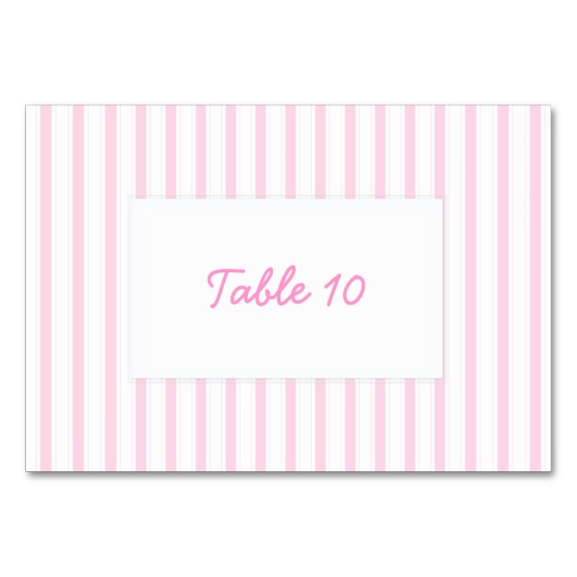 Cute Pink Stripes Table Number (Front)