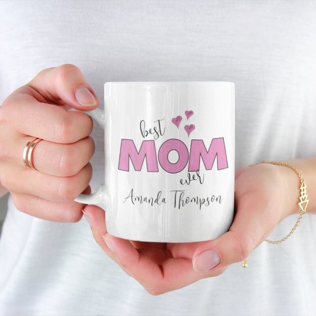 Cute Pink Stylish Best Mum Ever Simple Custom  Coffee Mug (Creator Uploaded)
