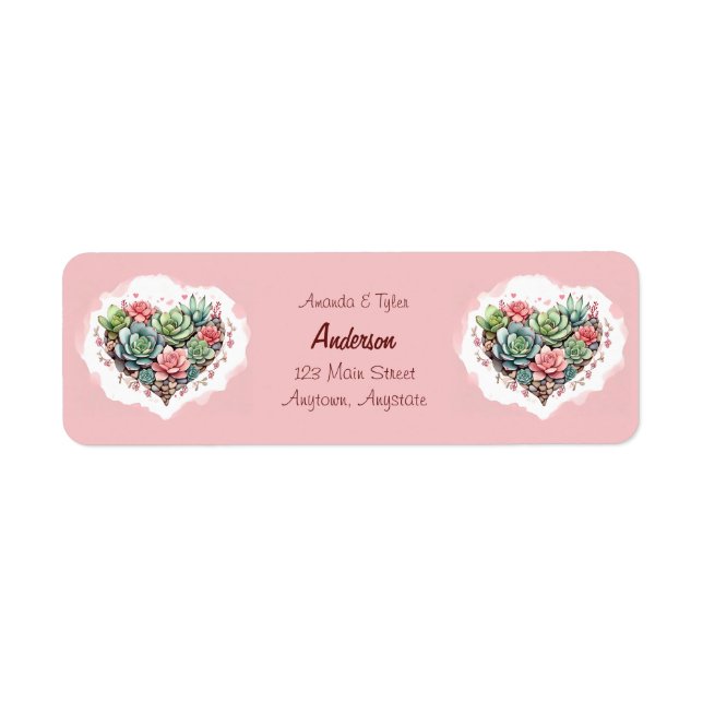 Cute Pink Succulent Heart Valentines Day (Front)