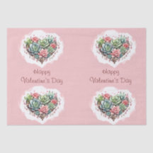 Cute Pink Succulent Heart Valentines Day
