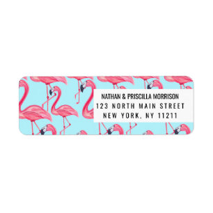 Cute Pink Summer Painted Flamingo Pattern Blue