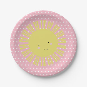 Cute Pink Sunshine Park Sun Party Birthday Paper Plate