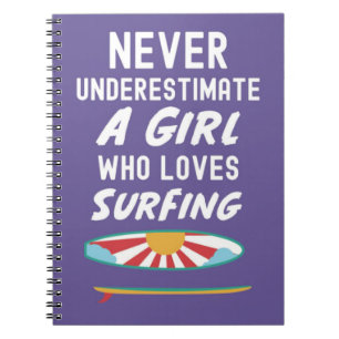 Cute Pink Surfer Gifts For Kids Girls Surfing Surf Notebook