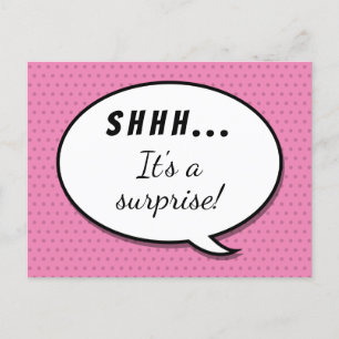 Cute Pink Surprise Birthday Party Speech Bubble In Invitation Postcard