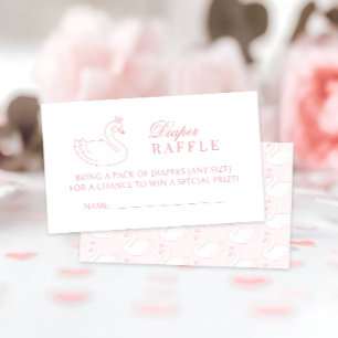 Cute Pink Swan Princess Baby Girl Diaper Raffle Enclosure Card