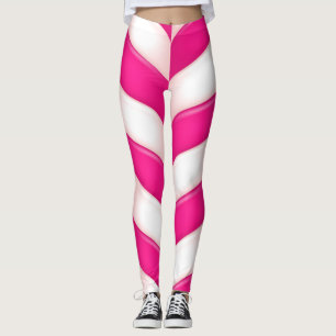 Cute Pink Sweet Candy Cane Pattern Leggings