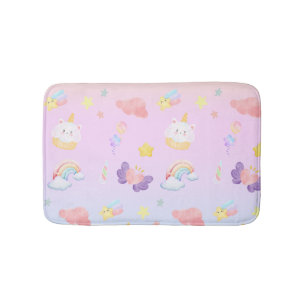 Cute pink sweet cupcake unicorn rainbow Pattern Bath Mat