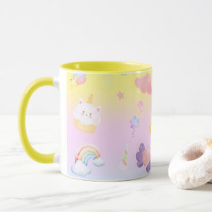 Cute pink sweet cupcake unicorn rainbow Pattern Mug