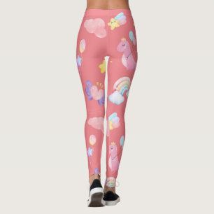 Cute pink sweet dinosaur rainbow balloon Pattern  Leggings