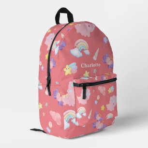 Cute pink sweet dinosaur rainbow pastel Pattern Printed Backpack