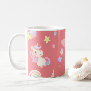 Cute pink sweet unicorn rainbow balloon Pattern Coffee Mug