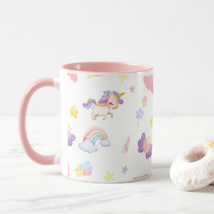 Cute pink sweet unicorn rainbow Balloon Pattern Mug