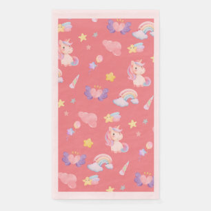 Cute pink sweet unicorn rainbow balloon Pattern Napkin