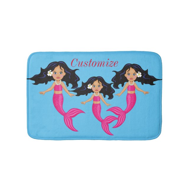 Cute Pink-tailed Mermaid Thunder_Cove Bath Mat (Front)