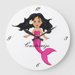 Cute Pink-tailed Mermaid Thunder_Cove Large Clock