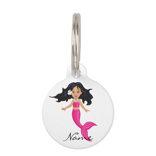 Cute Pink-tailed Mermaid Thunder_Cove Pet Tag (Back)