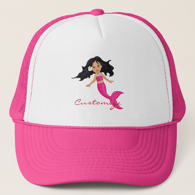 Cute Pink-tailed Mermaid Thunder_Cove Trucker Hat (Front)