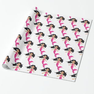 Cute Pink-tailed Mermaid Thunder_Cove Wrapping Paper