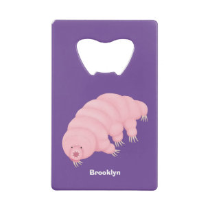Cute pink tardigrade water bear cartoon