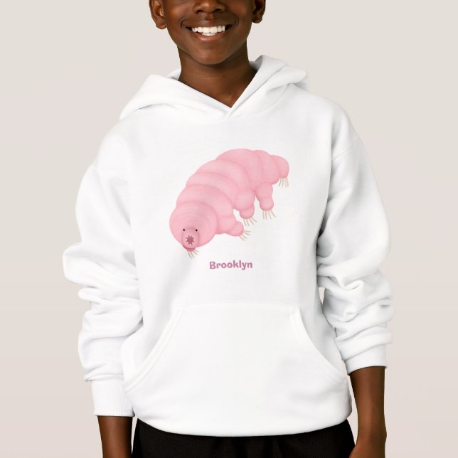Cute pink tardigrade water bear cartoon (Front)