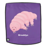 Cute pink tardigrade water bear cartoon