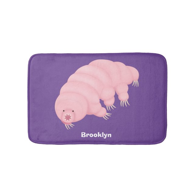 Cute pink tardigrade water bear cartoon bath mat (Front)