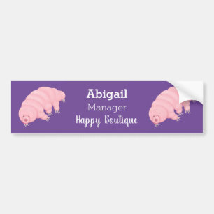 Cute pink tardigrade water bear cartoon bumper sticker