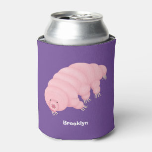 Cute pink tardigrade water bear cartoon can cooler