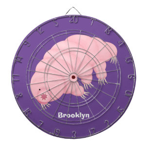 Cute pink tardigrade water bear cartoon  dartboard