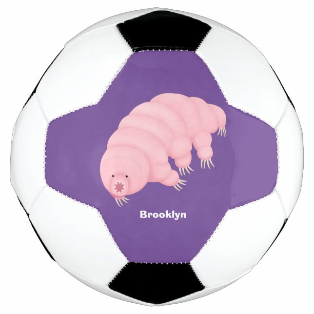 Cute pink tardigrade water bear cartoon football (Front)