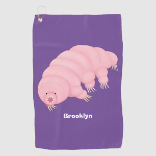 Cute pink tardigrade water bear cartoon golf towel