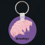 Cute pink tardigrade water bear cartoon key ring<br><div class="desc">Microscopic but mighty! This cute tardigrade is tough. Drawn in fun cartoon style.</div>