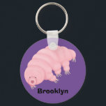 Cute pink tardigrade water bear cartoon key ring<br><div class="desc">Microscopic but mighty! This cute tardigrade is tough. Drawn in fun cartoon style.</div>
