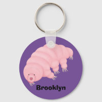 Cute pink tardigrade water bear cartoon