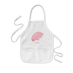 Cute pink tardigrade water bear cartoon kids apron