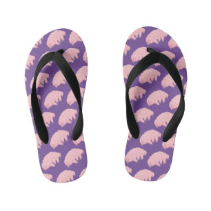 Cute pink tardigrade water bear cartoon kid's flip flops
