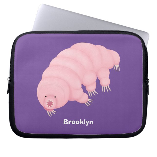 Cute pink tardigrade water bear cartoon  laptop sleeve (Front)