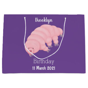 Cute pink tardigrade water bear cartoon large gift bag