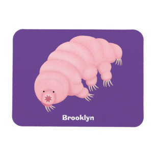 Cute pink tardigrade water bear cartoon  magnet